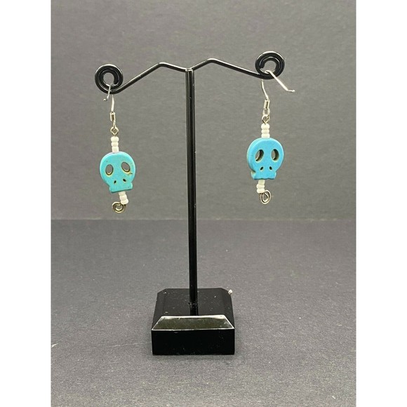 Blue Skull Earrings by Neanie-Bot Handmade Jewelry Creations - Picture 4 of 4